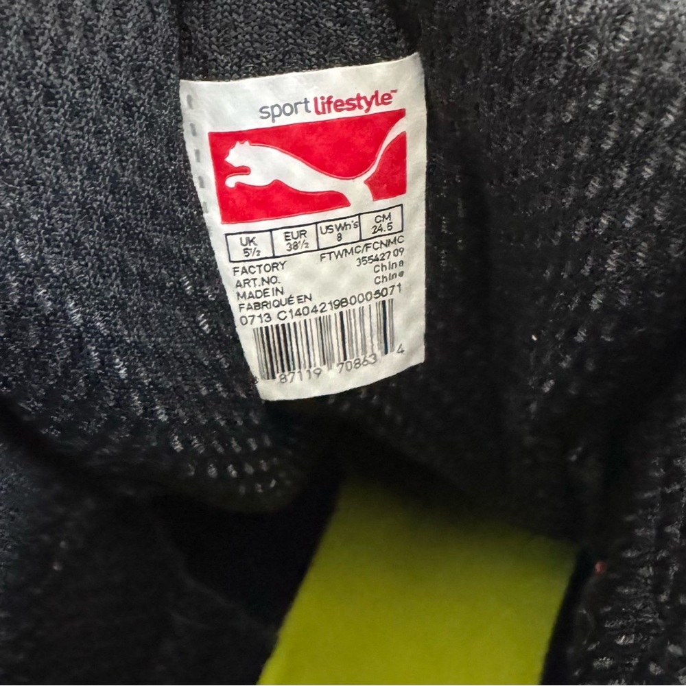 Puma Black Yellow Contact Sky High Top Lace Up Wedge Sneakers - Picture 6 of 9